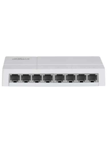 DAHUA DH-SF1008L - Switch de Escritorio con 8 puertos Fast Ethernet (10/100 Mbps), diseño compacto de capa 2, con capacidad de switching de 1.6 Gbps y velocidad de reenvío de paquetes de 1.19 Mpps. Ideal para redes eficientes y compactas. - Image 2