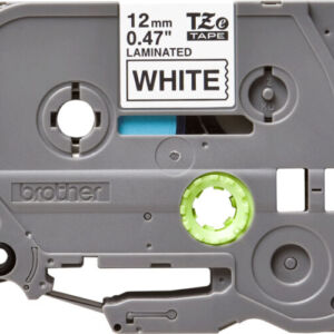 Cinta - Etiqueta blanca continua laminada Brother TZE231 - de 12 mm de ancho x 8 mts de largo. Impresión en negro.