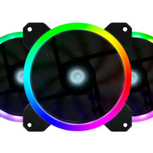 Kit de Ventiladores - Kit de Ventiladores GAME FACTOR FKG400 - Multicolor, Ventilador 120mm Incluye 2 Tiras LED, Control Remoto.