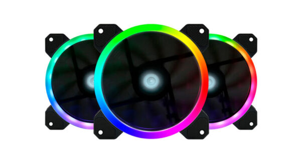 Kit de Ventiladores - Kit de Ventiladores GAME FACTOR FKG400 - Multicolor, Ventilador 120mm Incluye 2 Tiras LED, Control Remoto.
