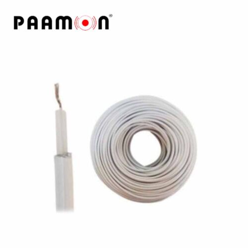 CABLE DOBLE AISLADO COLOR BLANCO / CAB-DOBLE AISLADO -WP-100M PAAMON / CAPA AISLANTE DE POLIETILENO CONDUCTOR 22AWG DE COBRE ESTAÑO PARA EXTERIOR SOPORTA HASTA 18,000 VOLTS ROLLO DE 100 METROS IDEAL PARA CERCA ELÉCTRICA
