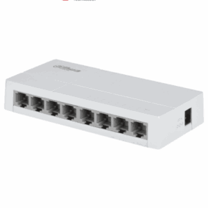 DAHUA DH-SF1008L - Switch de Escritorio con 8 puertos Fast Ethernet (10/100 Mbps), diseño compacto de capa 2, con capacidad de switching de 1.6 Gbps y velocidad de reenvío de paquetes de 1.19 Mpps. Ideal para redes eficientes y compactas.