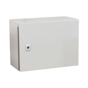 Gabinete de Acero IP66 Uso en Intemperie (400 x 300 x 300 mm) con Placa Trasera Interior Metálica y Compuerta Inferior Atornillable (Incluye Chapa y Llave T). Ideal para Centros de Carga y Tableros de Control.