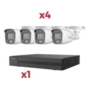 [Kit] DVR 4 Canales TurboHD + 1 Canal IP / 2 Megapixel (1080pLite) / AcuSense Lite / Audio por coaxitron / 1 Bahia de disco duro / 4 Cámaras 2 Megapixel tipo Bala / ColorVu Lite + Microfono Integrado