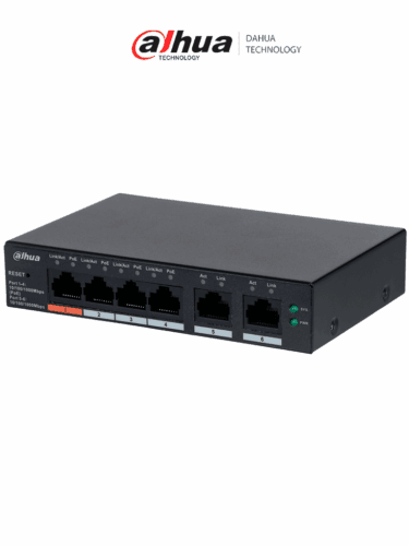 DAHUA CS4006-4GT-60 - Switch PoE de 6 Puertos Gigabit/ 4 Puertos PoE 10/100/1000/ 2 Puertos Uplink 10/100/1000/ 60 Watts Totales/ Administrable en la Nube por DoLynk Care/ PoE Hasta 250 Metros/ Carcasa Metalica/ Switching 12 Gbps #MCI2 #RMM