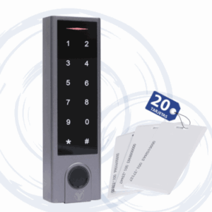 YLI YK1068APAK - Teclado touch para control de acceso standalone con métodos de verificación por huella, tarjetas ID o password / Soporta equipos esclavo por protocolo Wiegand / Señales NC y NO / Contiene 20tarjetas #tarjetasgratis