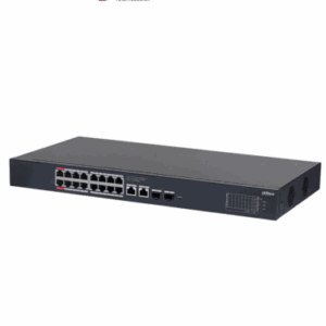 DAHUA DH-CS4220-16GT-135 Switch Poe de 16 Puertos Gigabit/ Poe Inteligente/ Puerto Rojo de 90W/ 135 Watts Totales/ 2 Puertos SFP/Poe Watchdog/ Switching 40 Gbps/ Protección de Descargas/ Plataforma DoLynk Care