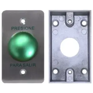 YLI PBK818A800AM - Paquete con Botón de Salida Tipo Hongo y Caja de Montaje Metálicos para Instalación Segura