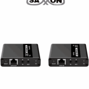 SAXXON LKV223P - Kit extensor de video HDMI/ Resolucion 4K/ 60 Hz/ Hasta 70 metros con Cat6/ 6A/ 7 Cero latencia/ Loop HDMI/ Soporta HDR/ Infra rojo de 2 Vias/ Salida de audio/ Se energiza solo el transmisor