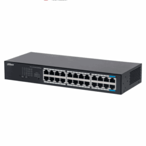 DAHUA DH-S3024-24GT - Switch Gigabit de 24 puertos no administrable, Capa 2, Carcasa metálica, switching de 48G, tasa de reenvío de 35.7 Mbps, memoria buffer de 8.4Mb, y protección avanzada contra descargas.