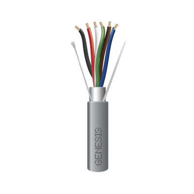 Bobina de 305 Metros de Cable / 6 x 22 AWG Blindado / Riser / Color Gris / Para Aplicaciones de Audio, Seguridad y Control