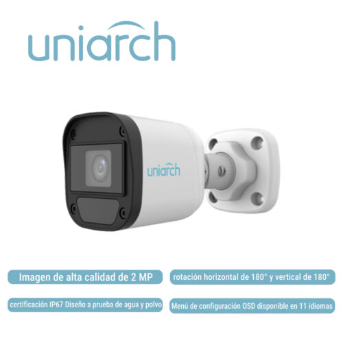 KIT 2 CAMARAS ANALOGA BULLET UNIARCH UAC-B112-F28-X-H / 2MP / LENTE-2.8MM DVR 4 ch XVR-104F