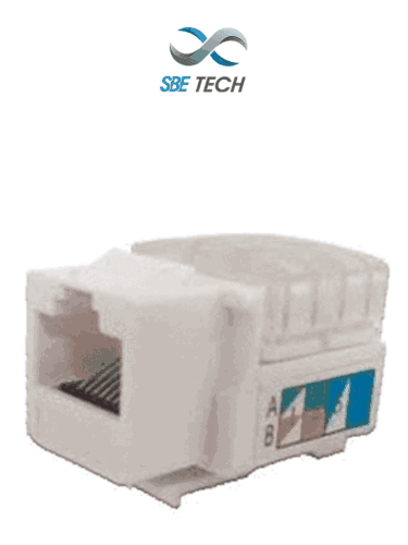 SBETECH JACKC6WT- Módulo jack keystone RJ45, 8 hilos, CAT 6, compatible con calibres AWG 22-26, color blanco