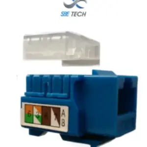 SBETECH JACKC6BL- Módulo jack keystone RJ45, 8 hilos, CAT 6, compatible con calibres AWG 22-26, color azul