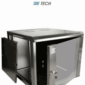 SBETECH GNLPAR12URP- Gabinete de pared de 12 UR con capacidad de carga de 60 Kg, dimensiones 60x60x64 cm y puerta frontal de cristal templado