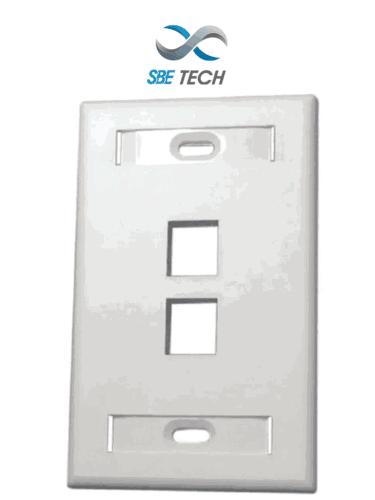 SBETECH SBE-2517-2P-WT - Placa de pared de 2 puerto color blanco para conectores Jack rj 45 keystone