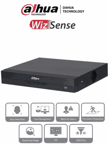 DAHUA NVR2104HS-P-I2 - NVR DE 8 Megapixeles/ 4k/ 4 Canales IP/ WizSense/ 4 Puertos Poe/ H265+/ Rendimiento de 80 Mbps/ HDMI y VGA/ 1 Ch de Reconocimiento Facial/ Protección Perimetral/ SMD Plus/ 1 Bahía de Disco Duro de 10 TB/