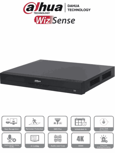 DAHUA XVR5232AN-4KL-I3 - DVR de 32 Canales 4k/ 8 Megapixeles/ WizSense/ Con IA/ 6 Canales de Reconocimiento Facial/ H.265+/ Hasta 32 Canales IP/ Codificación IA/ SMD Plus/ 2 Bahías de Discos Duros/ Funciones IoT&POS/ #ProHDCVI
