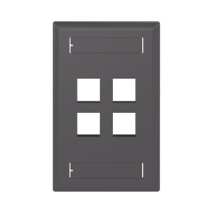 Placa de Pared Vertical, Salida Para 4 Puertos Keystone, Con Espacios Para Etiquetas, Color Negro