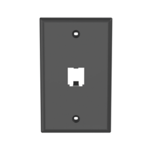 Placa de Pared Vertical Clásica, Salida Para 1 Puerto Mini-Com, Color Negro