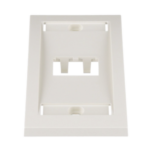 Placa de Pared Vertical Ejecutiva, Salida Para 2 Puertos Mini-Com, Con Espacios Para Etiquetas, Color Blanco Mate