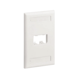 Placa de Pared Vertical Clásica, Salida Para 2 Puertos Mini-Com, Con Espacios Para Etiquetas, Color Blanco Mate