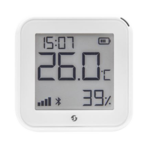 Pantalla Sensor de temperatura y humedad, inteligente e inalámbrico, integrable a la App de Shelly.