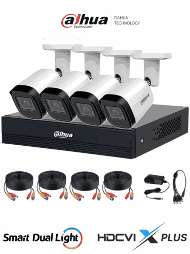 DAHUA DHI-KIT/XVR1B04-I/T/4-B2A21N-U-IL-0280B - Kit 4 Canales 2 MP/ DVR Cooper-U WizSense con IA/ Cámaras B2A21N-U-0280B/ Hasta 5 Canales IP Rendimiento Max 20Mbps/ Soporta HDCVI & AHD & TVI & CVBS/ Metalica