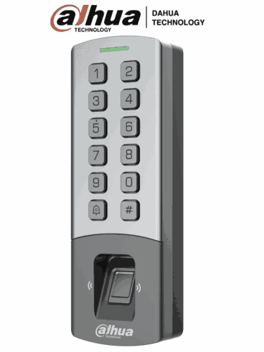 DAHUA DHI-ASI1212M-DW - Control de Acceso Antivandalico Exterior Wi-Fi/ Soporta 10,000 Usuarios, Passwords y Tarjetas ID / 3,000 Huellas / Teclado Mecanico/ RS-485 y Wiegand/ TCP/IP / Alimenta Cerradura 12V / IP65/ IK08/