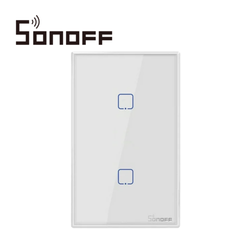 APAGADOR DE PARED TOUCH ON/OFF SONOFF T2US2C-TX / INALAMBRICO WIFI SMART HOME / TEMPORIZADOR PARA IOS Y ANDROID COMPATIBLE CON ALEXA/GOOGLE HOME/IFTTT / 2CH WIFI 2.4GHZ / RF 433 HASTA 2AMP POR