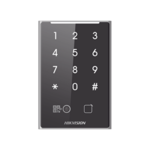 Lector de Tarjetas PROX EM y de Códigos QR / Teclado para Contraseña / Compatible con Controladores DSK2600 Series Hikvision / Comunicación RS485 y WIEGAND / IP65