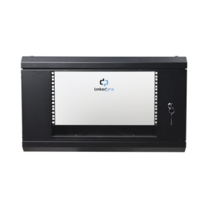 Gabinete de Pared de 6U con Puerta de Cristal Templado, 455 mm de Profundidad Total, Rack de 19in, Acero Reforzado Color Negro.