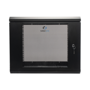 Gabinete de Pared de 9U con Puerta de Cristal Templado, 455 mm de Profundidad, Rack de 19'', Acero Reforzado Color Negro.