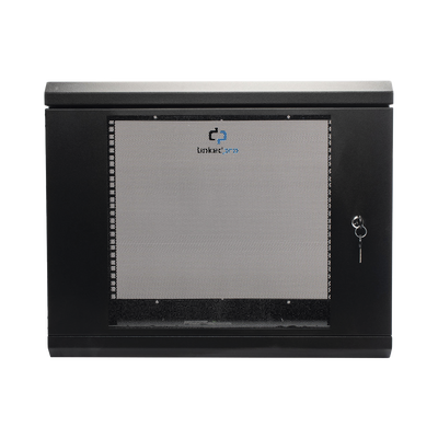 Gabinete de Pared de 9U con Puerta de Cristal Templado, 455 mm de Profundidad, Rack de 19'', Acero Reforzado Color Negro.