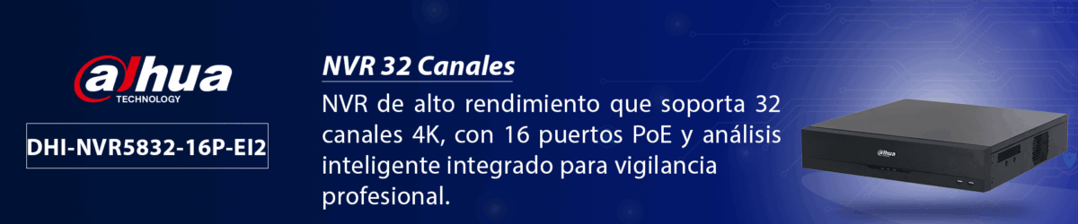 DAHUA DHI-NVR5832-16P-EI2 -NVR de 32 canales IP 4K con 16 puertos PoE y 8 puertos ePoE/ Tecnología Acupick/ detección y reconocimiento facial/ ANPR/ SMD/ Conteo de Personas/ IA por cámara/8 bahías para discos duros/ RAID 0/1/5/6/10/ 384 Mbps/ - Image 2