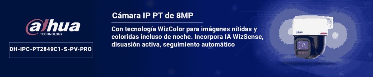 DAHUA DH-IPC-PT2849C1-S-PV-PRO- Cámara IP PT de 8MP ofrece visión WizColor/ SMD3.0/ Lente 3.6 mm/ Protección perimetral/ audio bidireccional/detección de humanos/Protección Perimetral/ Auto Tracking Lite/ranura MicroSD/ IP66/ PoE/ - Image 2