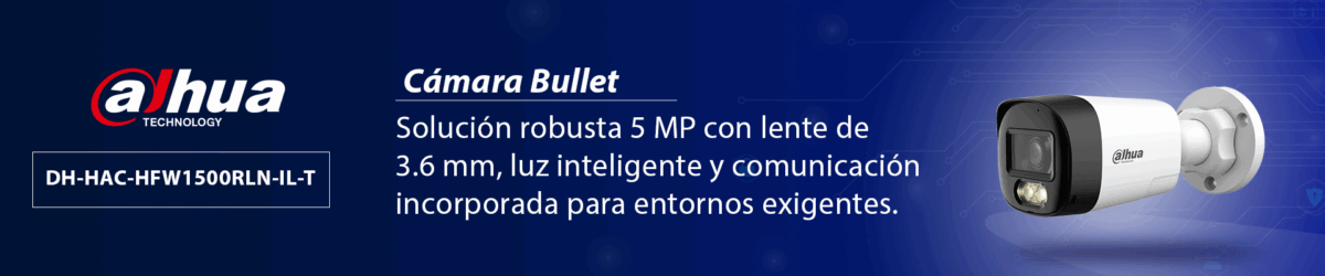 DAHUA DH-HAC-HFW1500RLN-IL-T - Cámara Bullet Full Color de 5 Megapixeles/ Audio 2 vías/ Iluminador Dual Inteligente Mediante IR y Luz Calida/ Leds para 20 Metros/ DNR Para Reducción de Ruido en Imagen/ WDR de 120 dB/ Lente de 2.8 mm/ Policarbonato - Image 2
