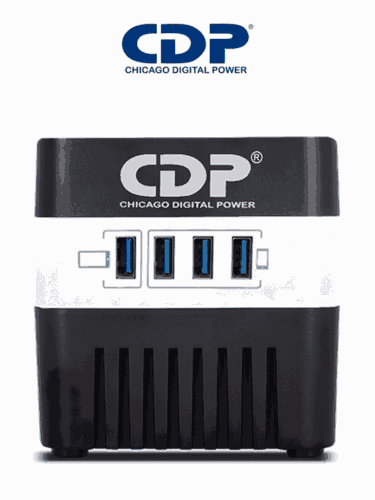CDP RU-AVR604- Regulador de Voltaje / Supresión de Picos / 600VA / 300W / 4 Puertos USB para Carga de 2.1A Max / 4 Salidas Reguladas / Indicadores Led / Diseño Compacto