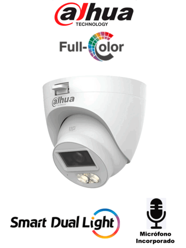 DAHUA DH-HAC-HDW1801TLQN-IL-A-S3 - Cámara Domo 4K/ HDCVI X PLUS/ Iluminador Dual Inteligente/ Micrófono Incorporado/ Angulo de visión de 106°/ Iluminación de hasta 20 mts con IR o Luz Cálida/ WDR real de 120 dB