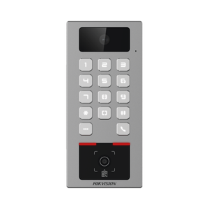 Teclado con Lector Físico de QRs para Exterior Antivandálico IP65 & IK09 con función de Videoportero Multiapartamento / Tarjeta, Código QR, PIN o App HikConnect  / Cámara 2 MP compatible con NVRs / Soporta b