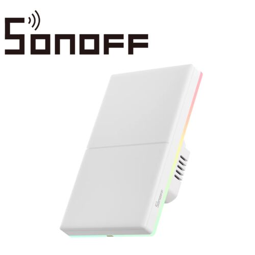 APAGADOR DE PARED TOUCH TX ULTIMATE SONOFF T5-2C-120 / 2CH ON/OFF INALAMBRICO / WIFI 2.4GHZ / COLOR BLANCO / LUZ AMBIENTAL / VIBRA/SUENA/SE ILUMINA AL TOCARLO / COMPATIBLE CON ALEXA/GOOGLE HOME/IFTTT / APP IOS Y ANDROID / HASTA 5AMP POR CANAL
