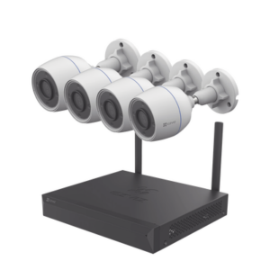 Kit de cámaras Wi-Fi / Incluye 1 NVR 4 canales / 4 Cámaras Bala 2 Megapixel / Para Uso en Exterior IP67 / Vision Nocturna a Color