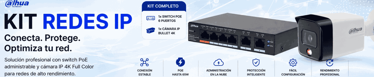 DAHUA DH-CS4006-4ET2ET-60 - 1 Switch PoE de 6 Puertos Administrable con 4 PoE  y 2 uplink/65 W PoE/ DoLynk Care + 1 IPC-HFW1839TC-A-IL Cámara IP Bullet 4k/Iluminador Dual/ Lente de 2.8 mm/ 110°/ Micrófono/IR de 30m/ IP67/PoE/ - Image 2