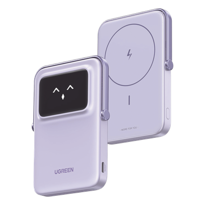 Power Bank Inalámbrico / 5000 mAh / PD 20W / Carga Inalámbrica 7.5W / Pantalla TFT / Soporte Magnético